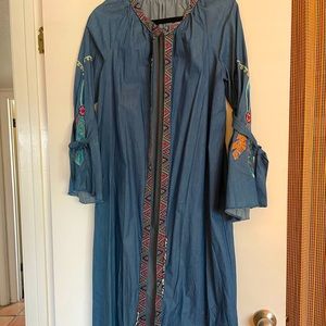 Long beaded denim robe/jacket